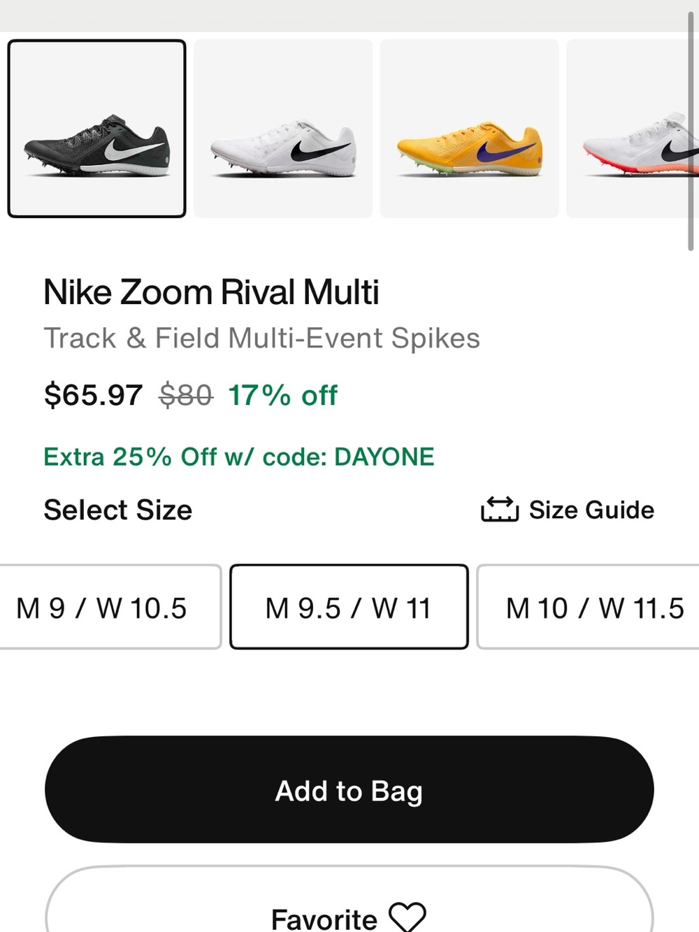 Men’s Nike Zoom Rival Track & Field Multi-Event Spikes w Shoebag, Spikes & Tool - Picture 13 of 16